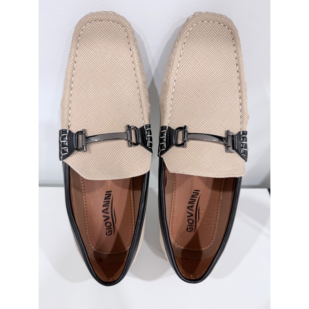 Giovanni Mens Driving Loafers Beige Black Bit Detail M 15-32 Size 9